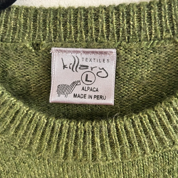 Killary Alpaca Peru green crew neck sweater size large - Picture 2 of 4